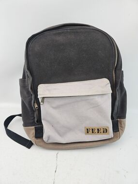 FEED Men's Two-Tone Black & Light Gray Canvas Backpack